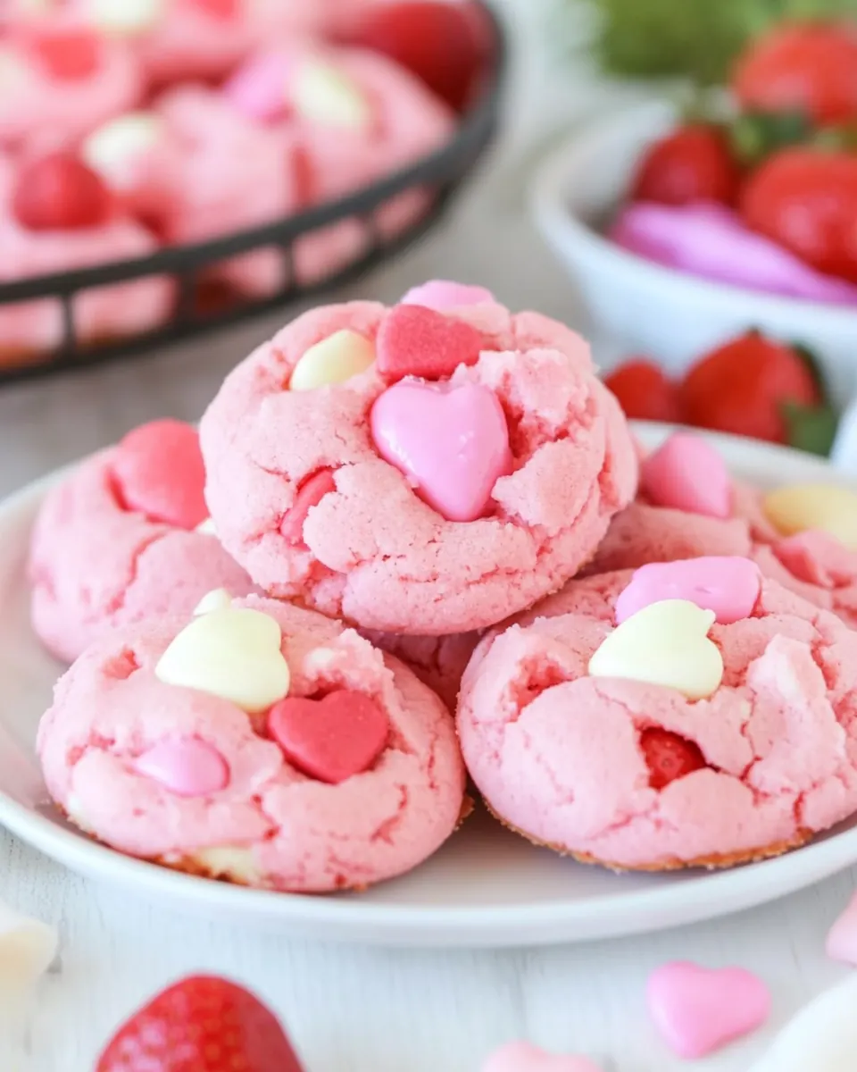 Strawberry Cake Mix Cookies