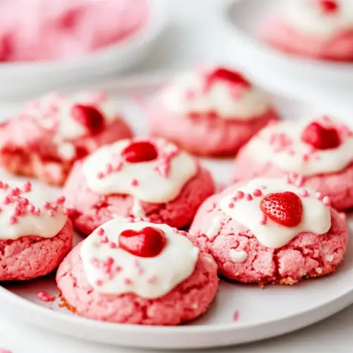 Strawberry Cake Mix Cookies
