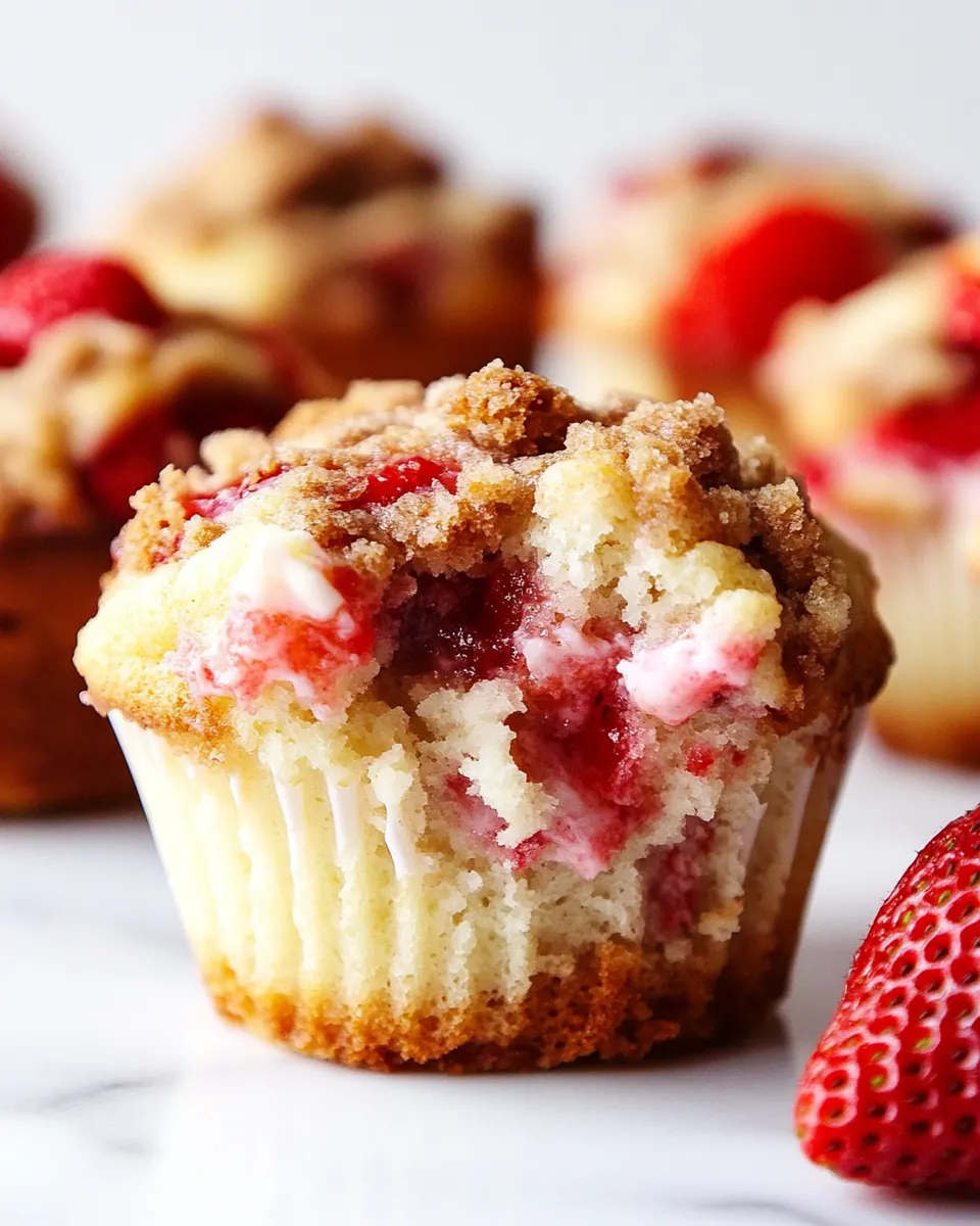Strawberry Cheesecake Streusel Muffins