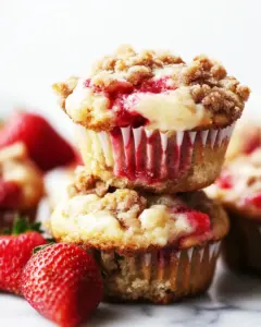 Strawberry Cheesecake Streusel Muffins