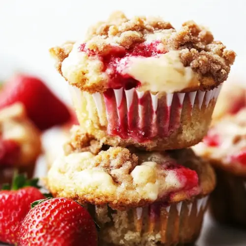 Strawberry Cheesecake Streusel Muffins