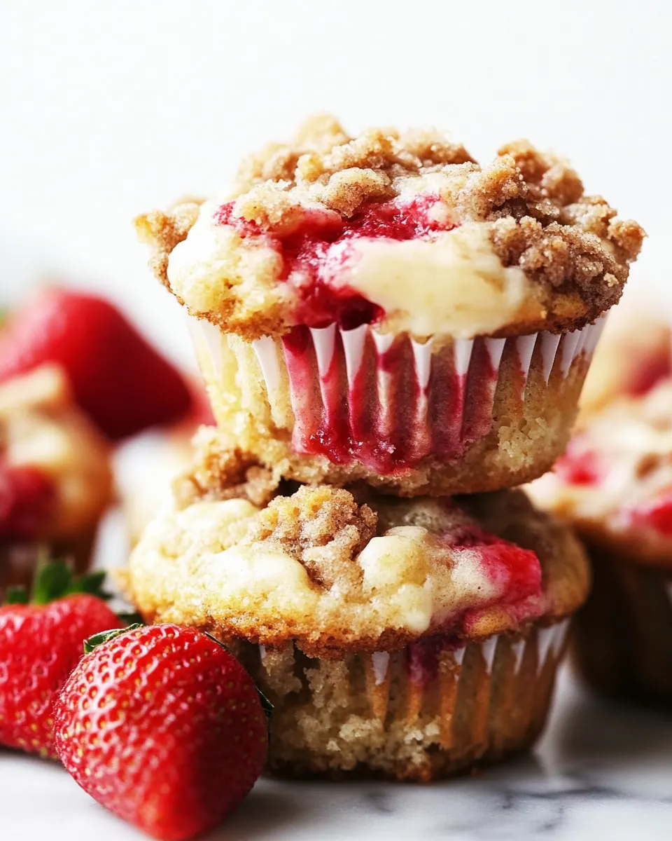 Strawberry Cheesecake Streusel Muffins
