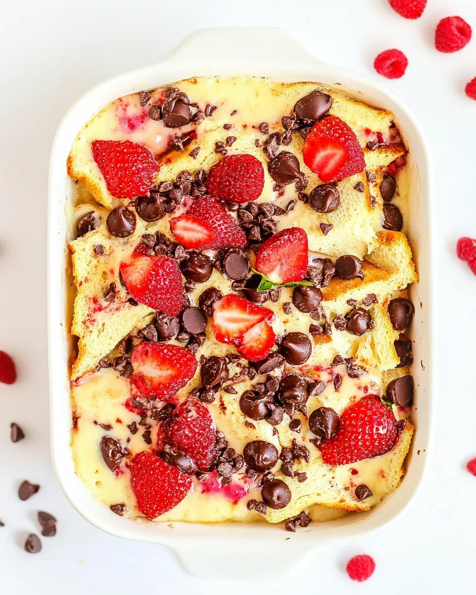 Strawberry Chocolate Chip Bread Pudding