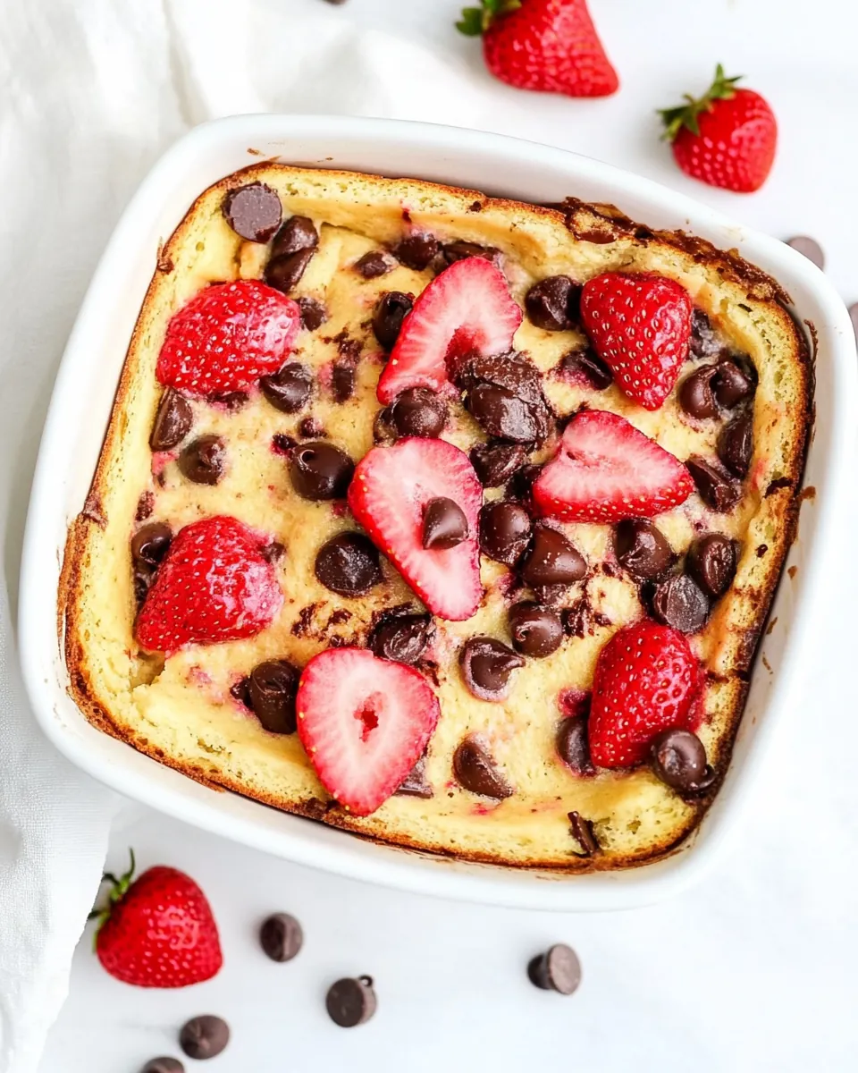 Strawberry Chocolate Chip Bread Pudding