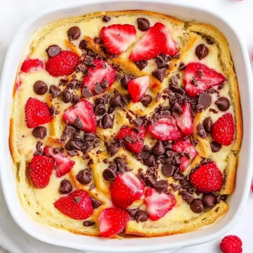 Strawberry Chocolate Chip Bread Pudding