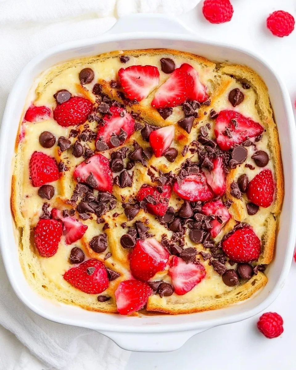 Strawberry Chocolate Chip Bread Pudding