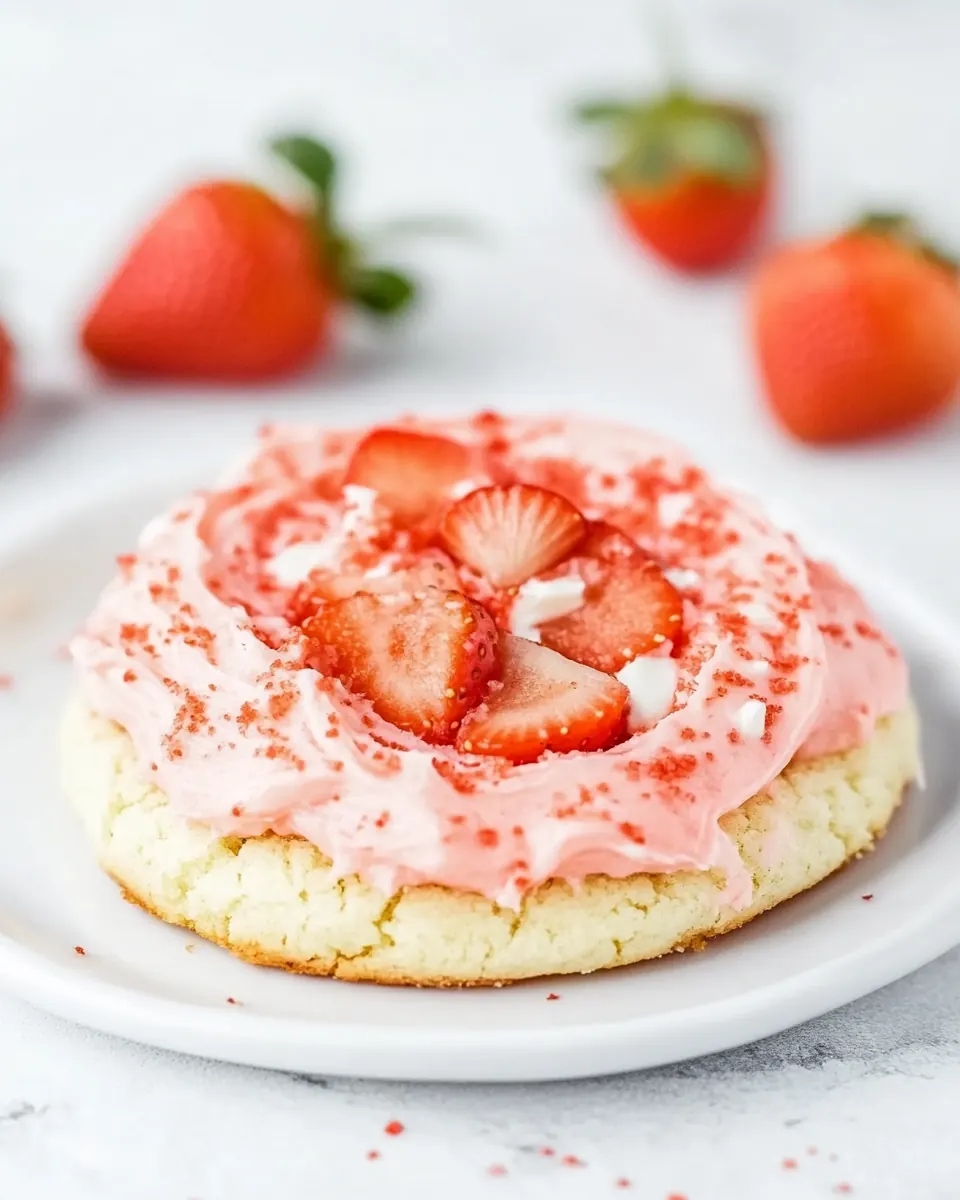Strawberry Cookies with Cream Cheese Frosting