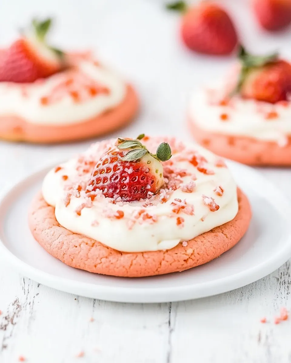 Strawberry Cookies with Cream Cheese Frosting