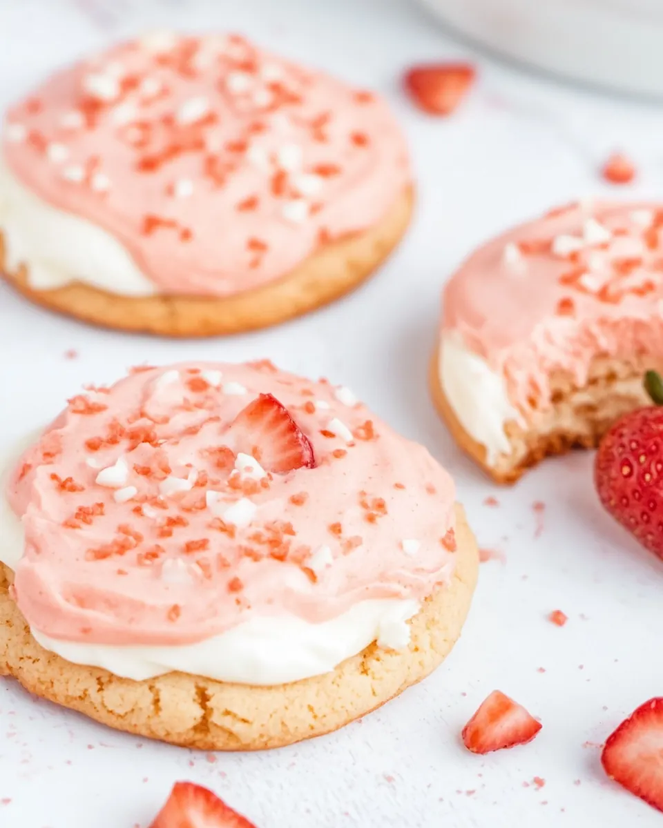 Strawberry Cookies with Cream Cheese Frosting