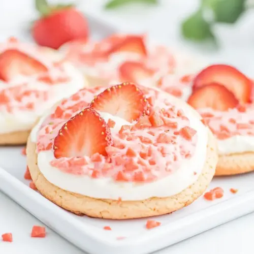 Strawberry Cookies with Cream Cheese Frosting