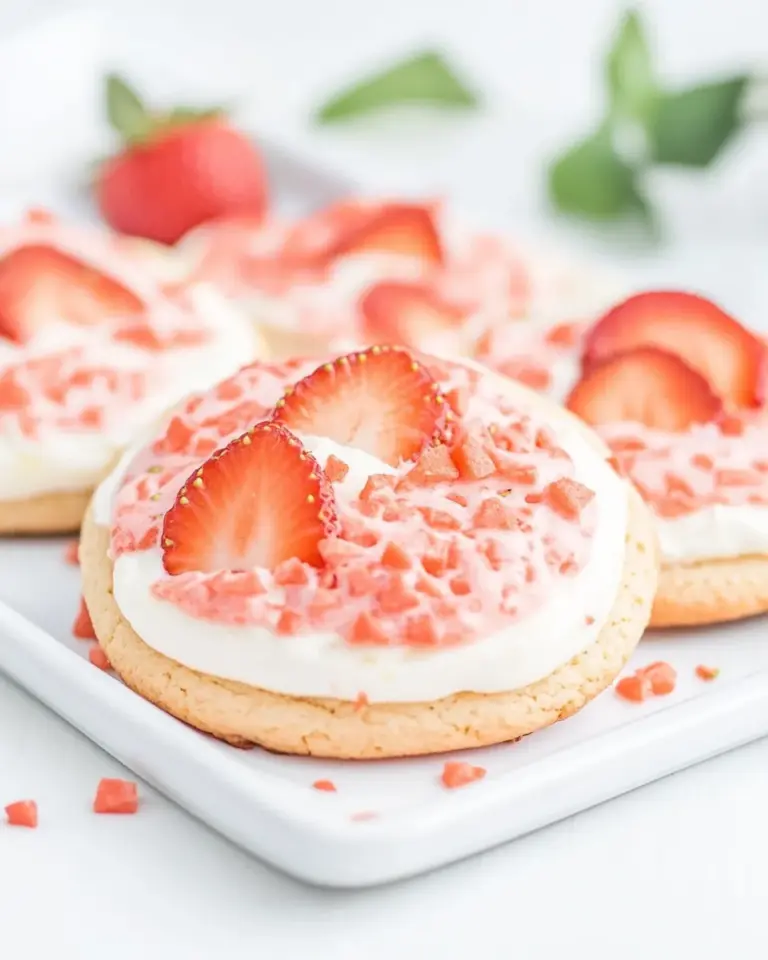 Strawberry Cookies with Cream Cheese Frosting