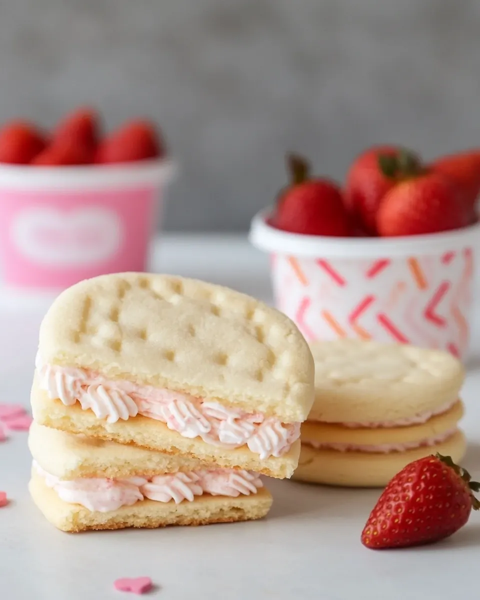 Strawberry Cream Wafer Cookies
