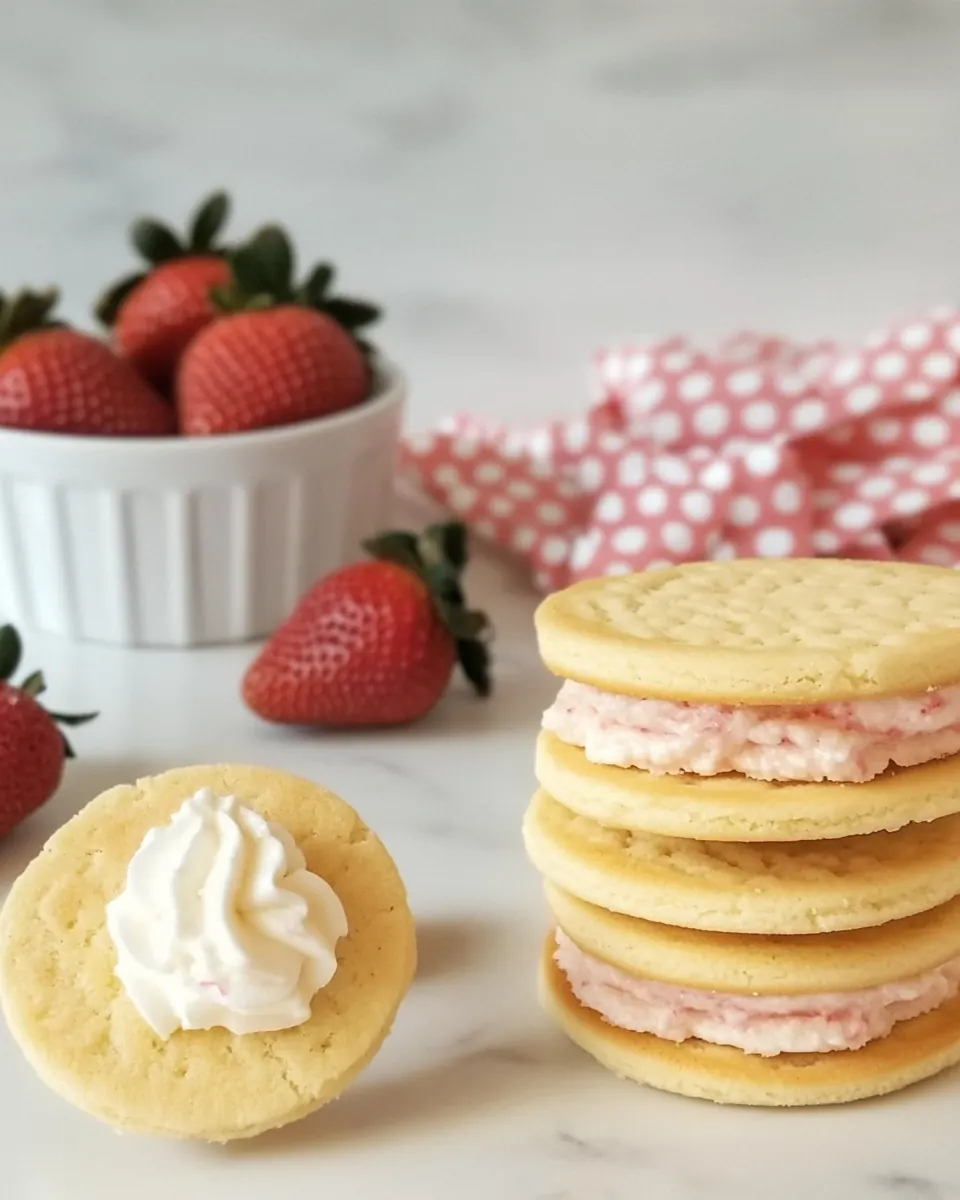 Strawberry Cream Wafer Cookies