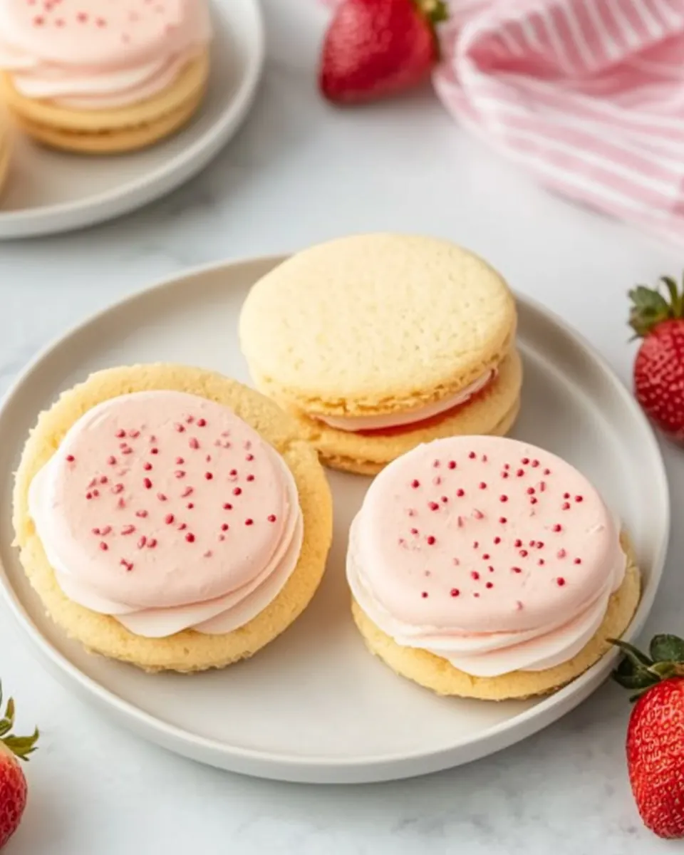 Strawberry Cream Wafer Cookies