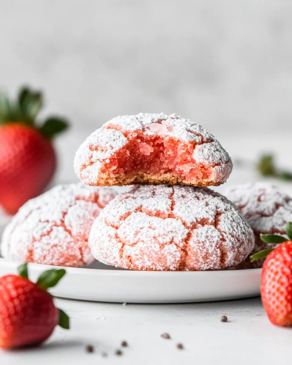Strawberry Crinkle Cookies