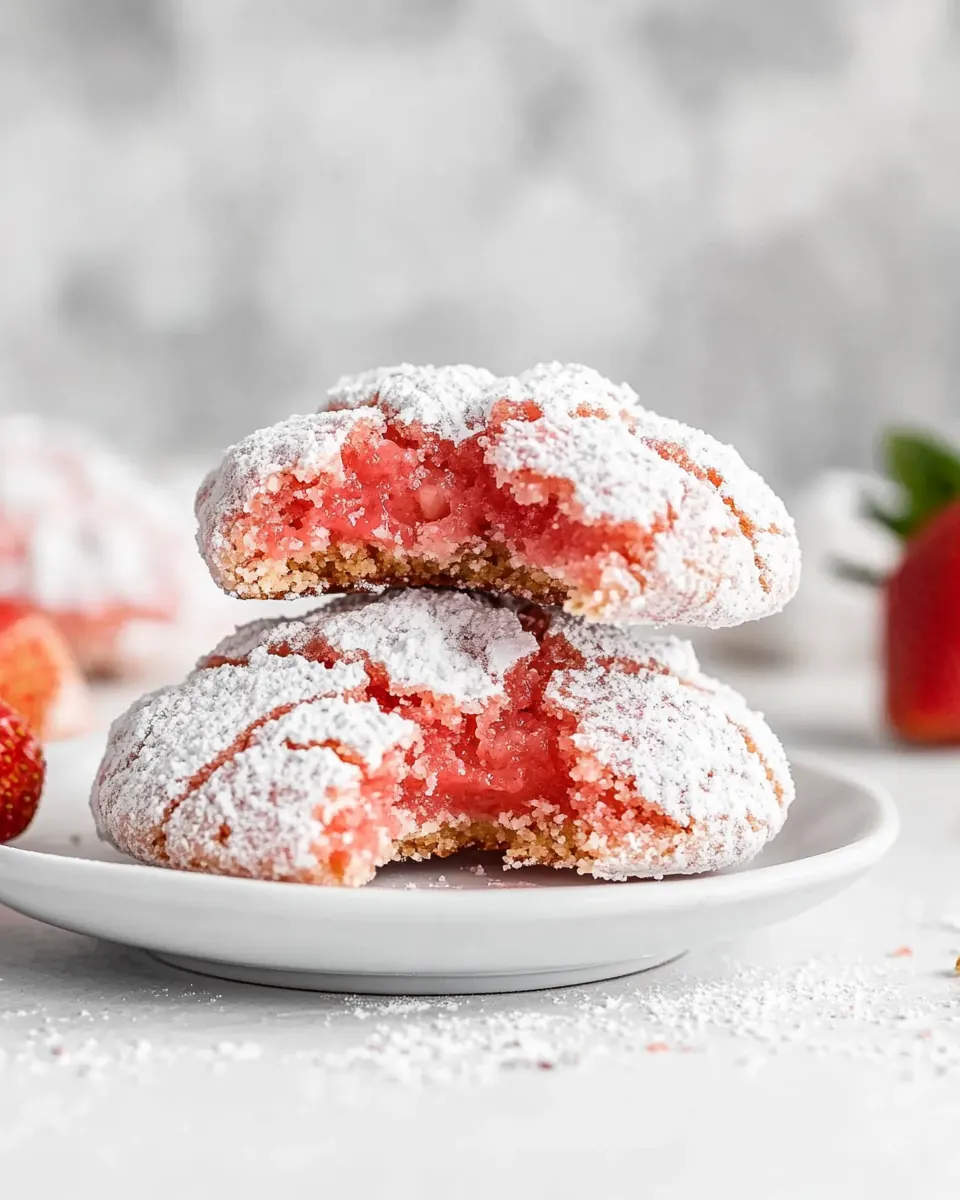 Strawberry Crinkle Cookies
