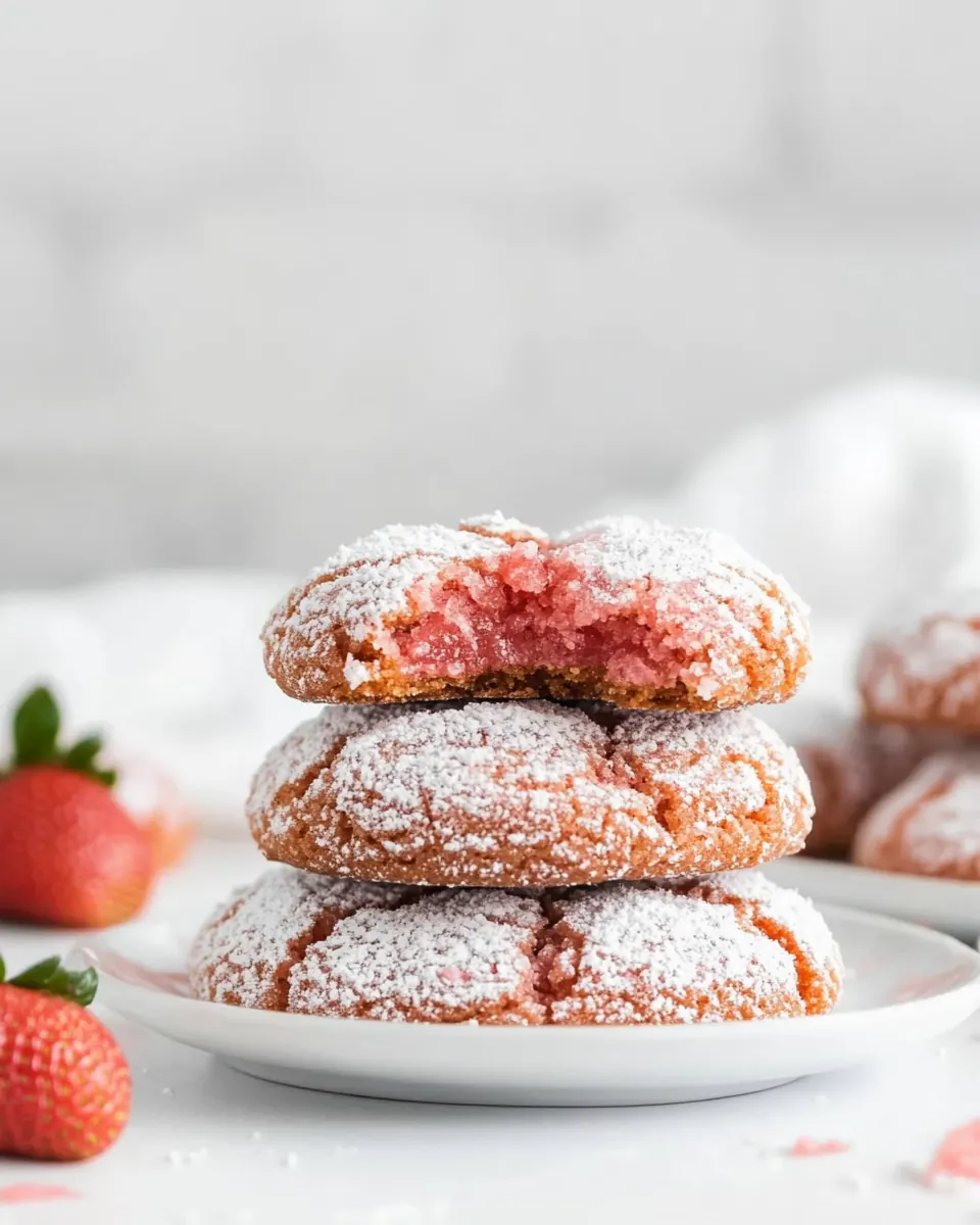 Strawberry Crinkle Cookies