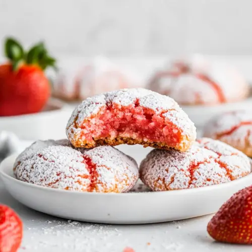 Strawberry Crinkle Cookies