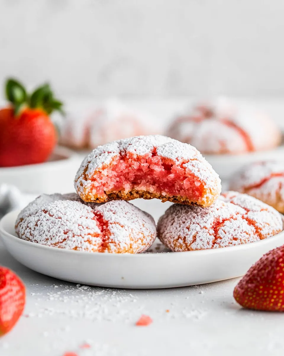 Strawberry Crinkle Cookies