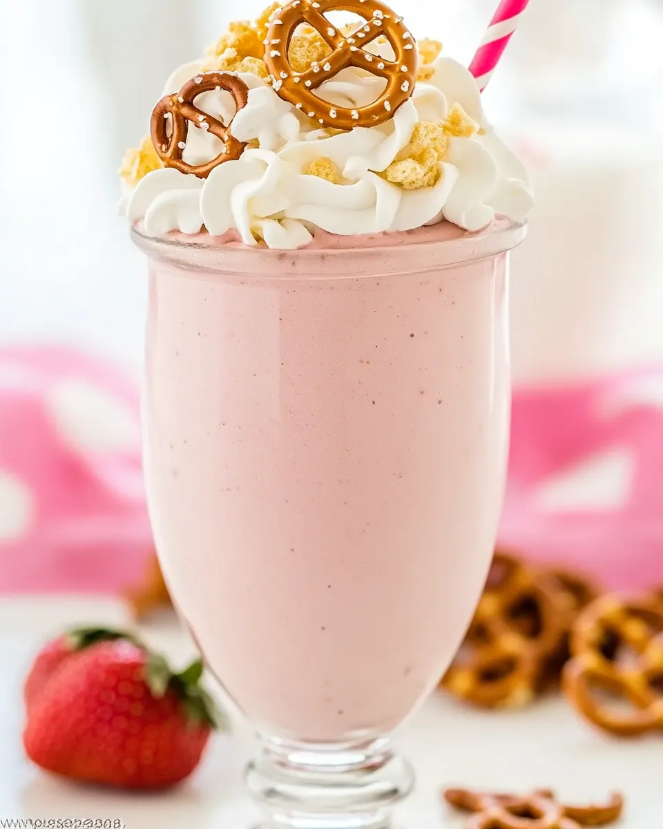 Strawberry Pretzel Salad Milkshake