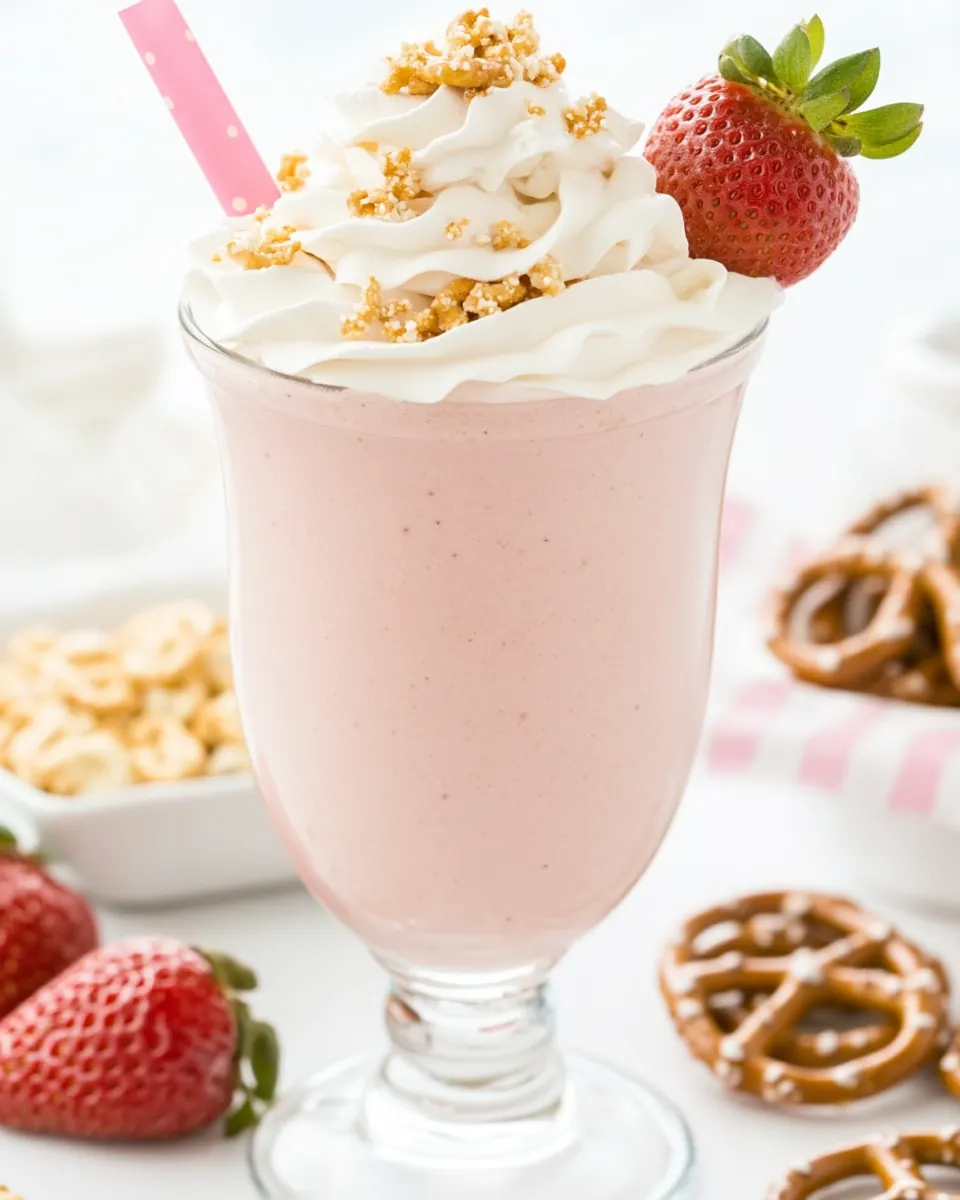 Strawberry Pretzel Salad Milkshake