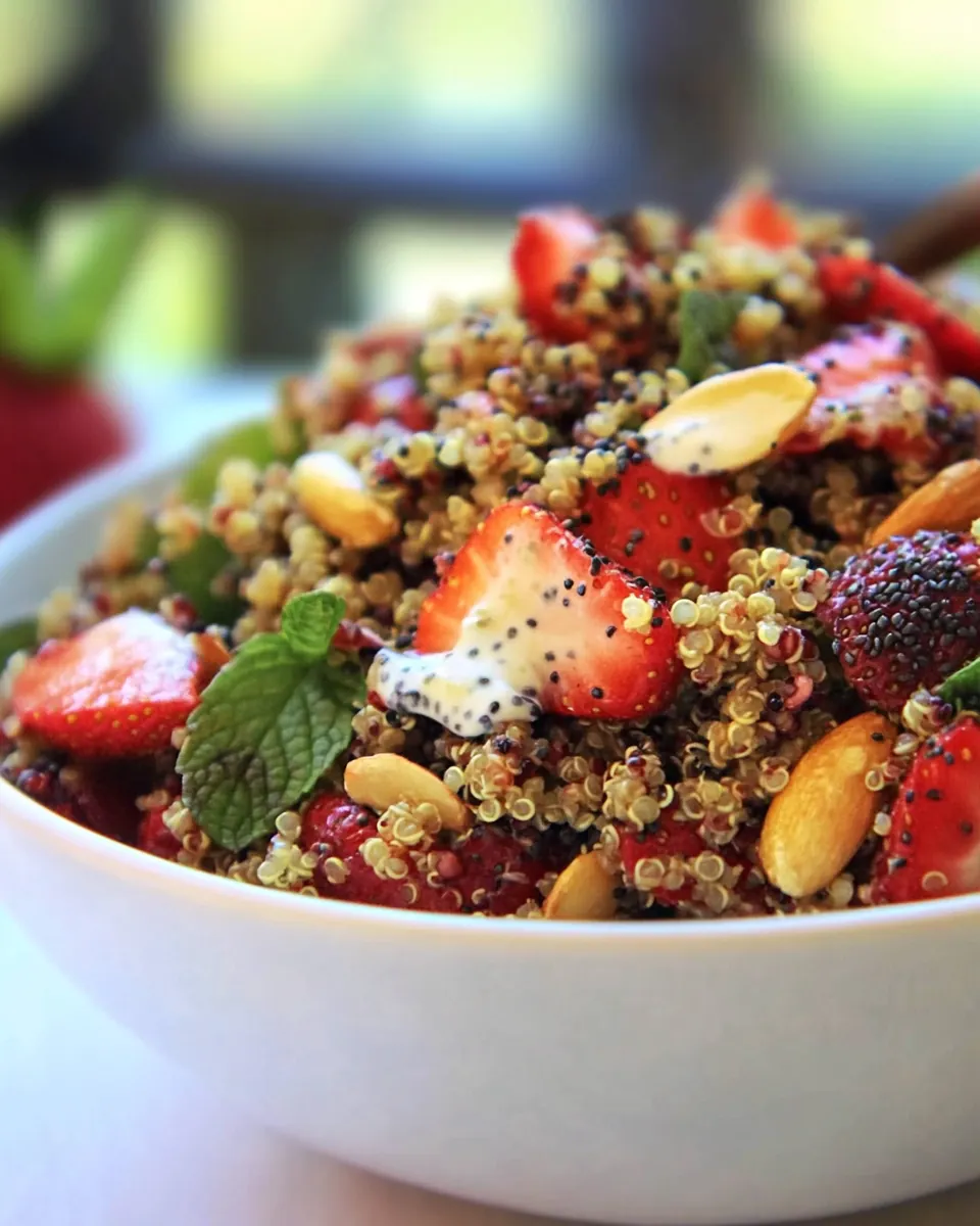 Strawberry Quinoa Salad with Poppyseed Yogurt Dressing