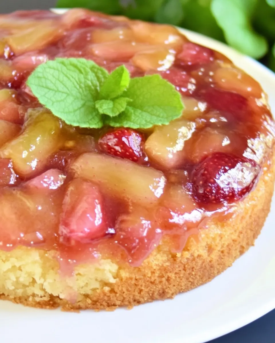 Strawberry Rhubarb Upside Down Cake