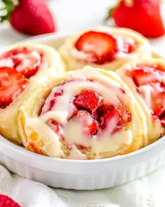 Strawberry Rolls with Cream Cheese Icing