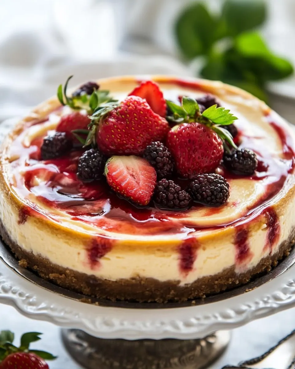 Strawberry Swirl Cheesecake