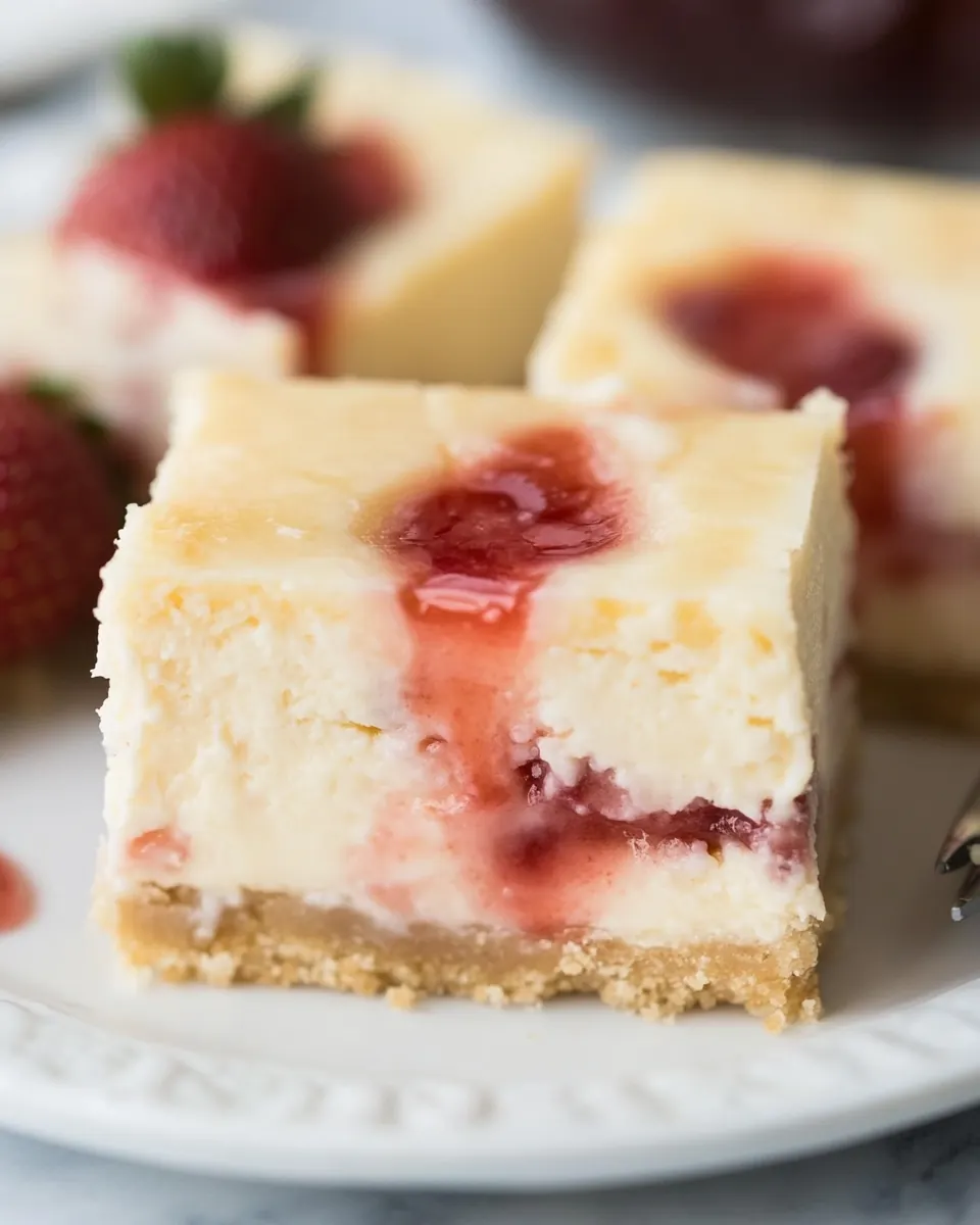 Strawberry Swirl Cheesecake Bars