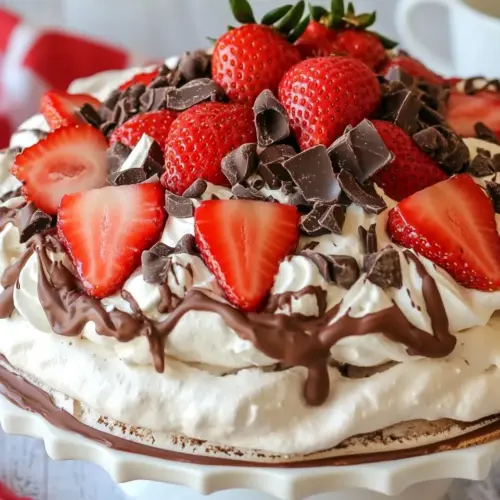 Strawberry Topped Chocolate Pavlova