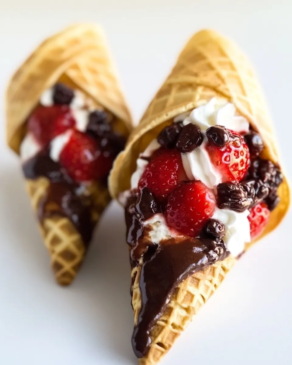 Strawberry Nutella Crepe Cones