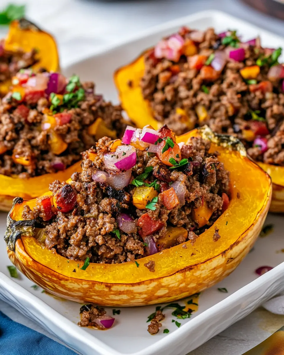 Stuffed Delicata Squash with Ground Beef