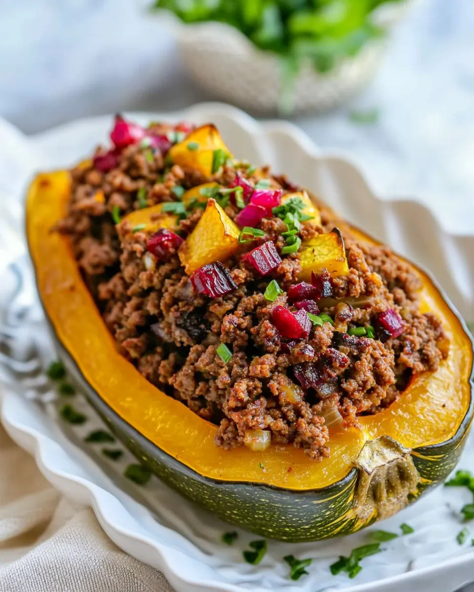 Stuffed Delicata Squash with Ground Beef