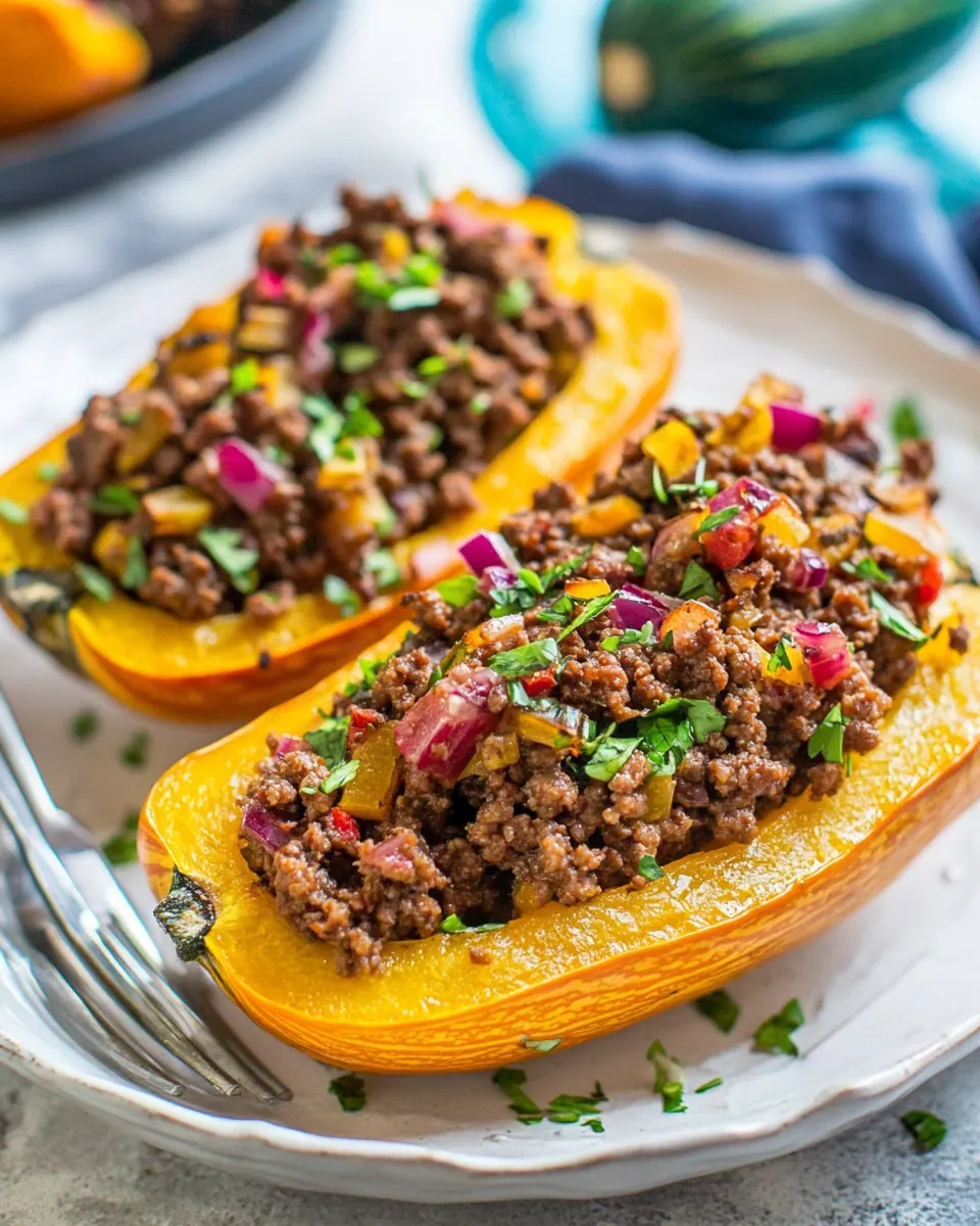 Stuffed Delicata Squash with Ground Beef