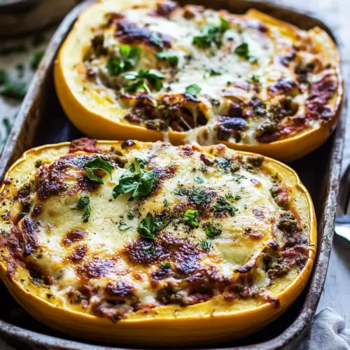 Stuffed Spaghetti Squash 4 Cheese Pesto Lasagna