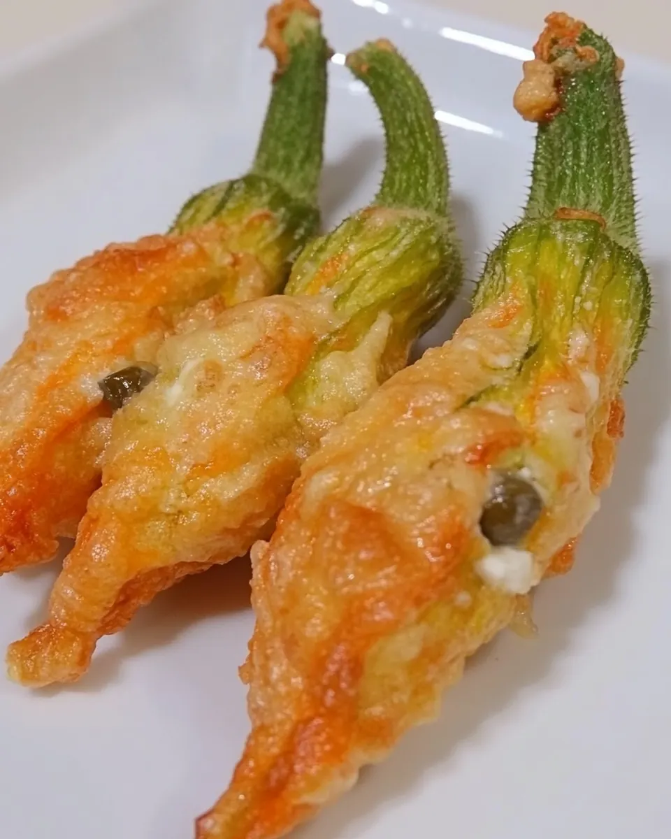 Stuffed Zucchini Flowers with Feta and Capers