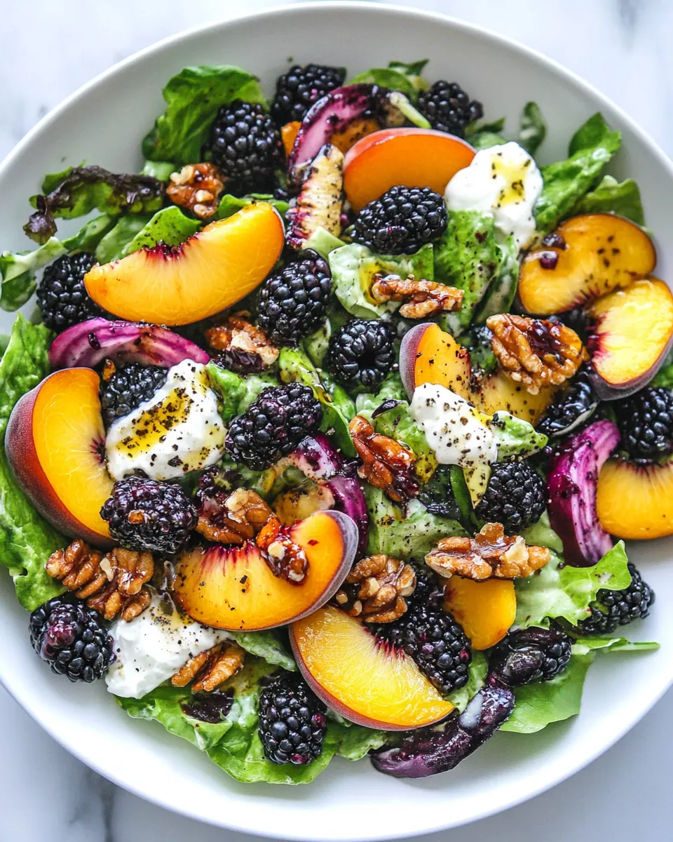 Summer Salad with Peaches and Blackberries