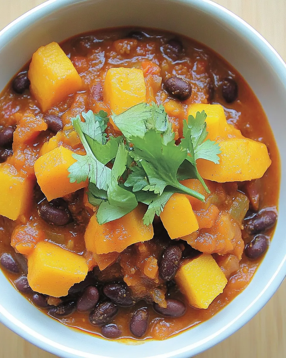 Spicy Sriracha Black Bean and Butternut Squash Chili