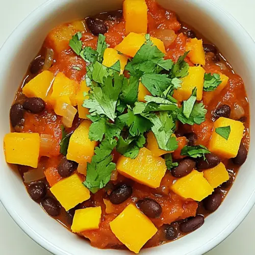 Spicy Sriracha Black Bean and Butternut Squash Chili
