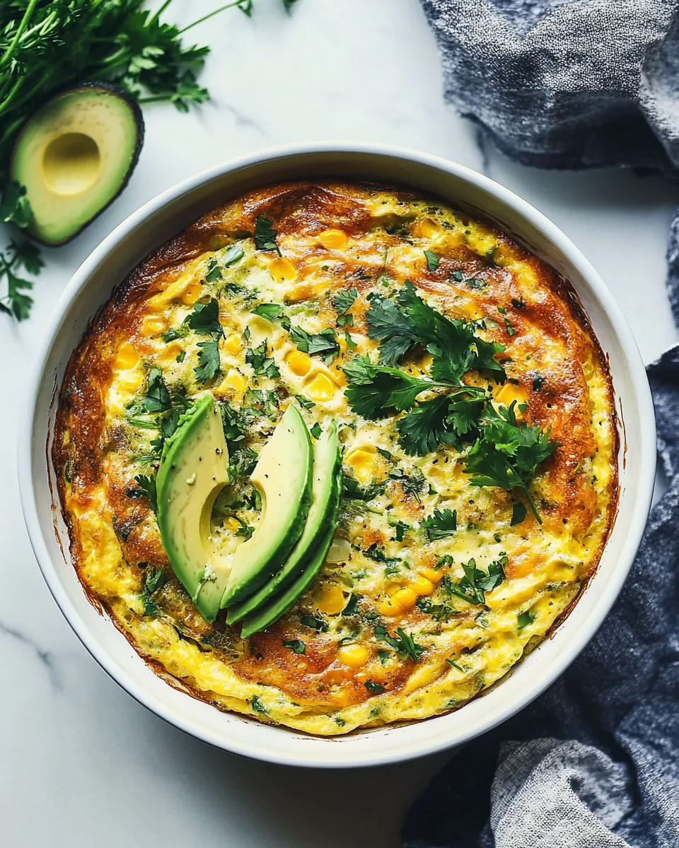 Sweet Corn Frittata with Avocado and Herbs