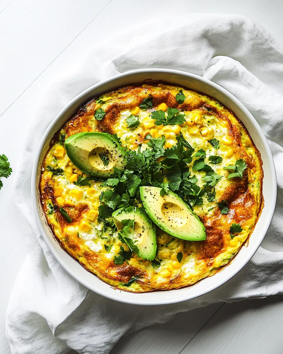 Sweet Corn Frittata with Avocado and Herbs