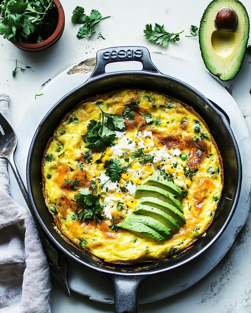 Sweet Corn Frittata with Avocado and Herbs