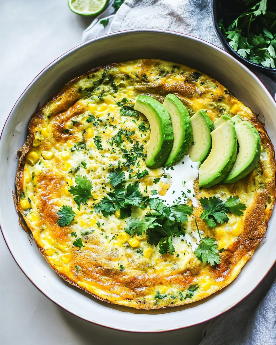 Sweet Corn Frittata with Avocado and Herbs