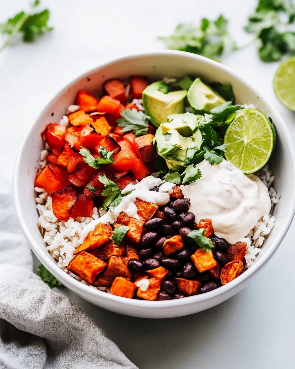 Sweet Potato And Black Bean Burrito Bowls