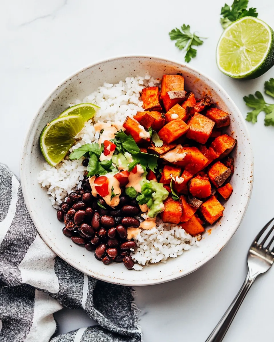 Sweet Potato And Black Bean Burrito Bowls