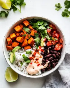 Sweet Potato And Black Bean Burrito Bowls