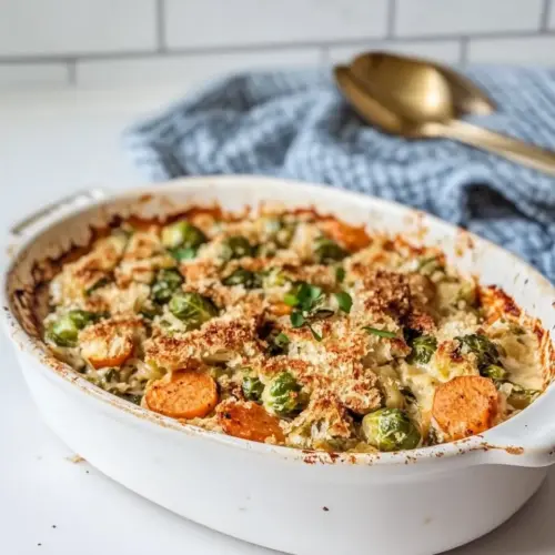 Sweet Potato Brussels Sprouts Gratin
