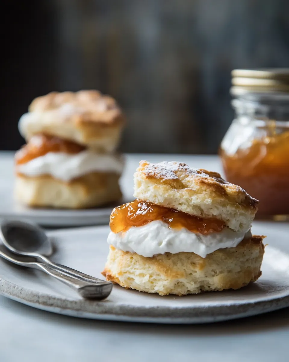 Tahini Shortcakes with Apricot Jam and Orange Blossom Whipped Cream