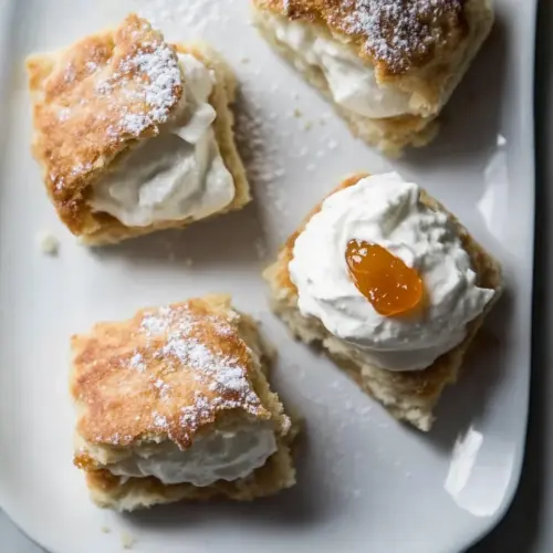Tahini Shortcakes with Apricot Jam and Orange Blossom Whipped Cream